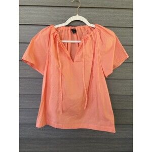 J Crew XS Peach Short Sleeve 100% Cotton Blouse 24.8005